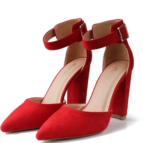 Red suede high heels - Picture 5 of 11